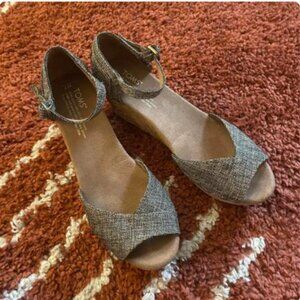 TOMS Cork Wedge Heels, size 7